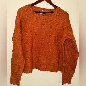 Love by Design Women’s Rust Orange Textured Dot Knit Sweater Size Large